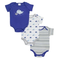 Cribmates Baby Boys' "Cute Whale" 3-Pack Bodysuits